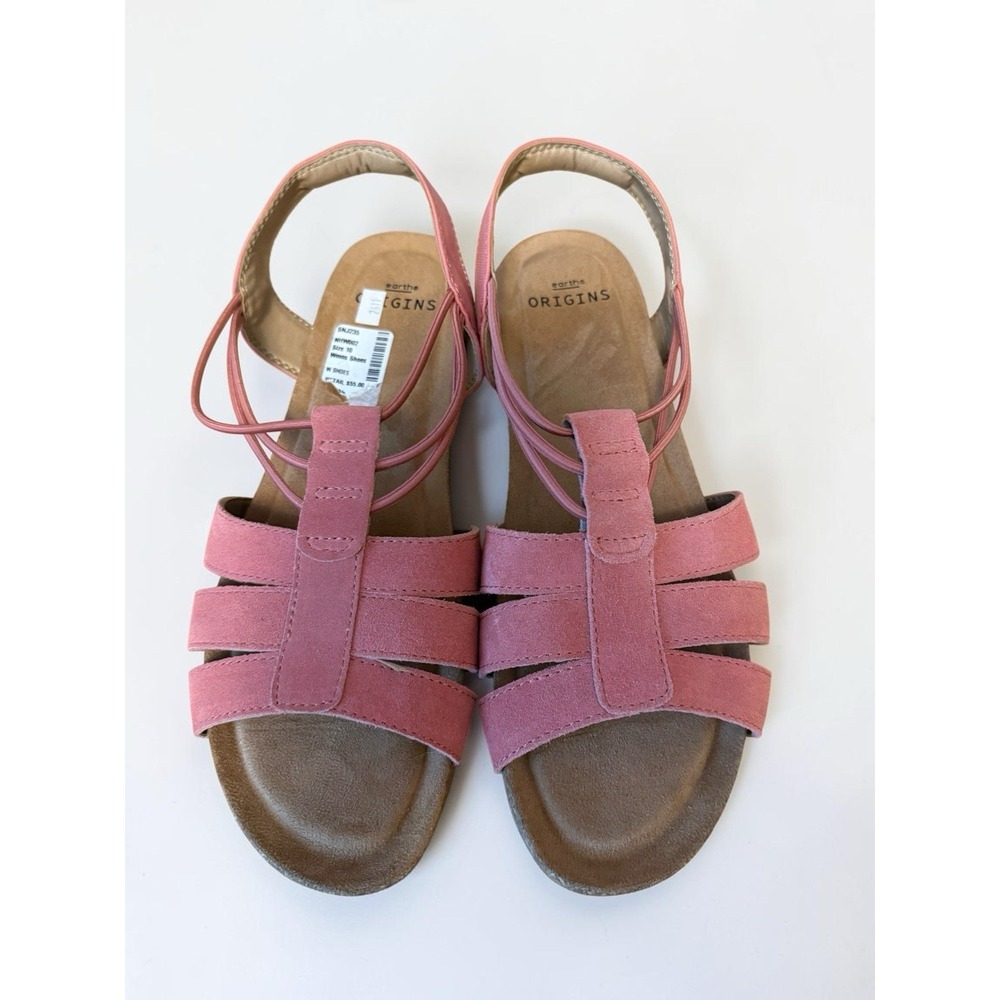Earth Origins Leather Suede Sling-Back Sandals Laney Coral Pink Women's 10 NWOB - Picture 2 of 6